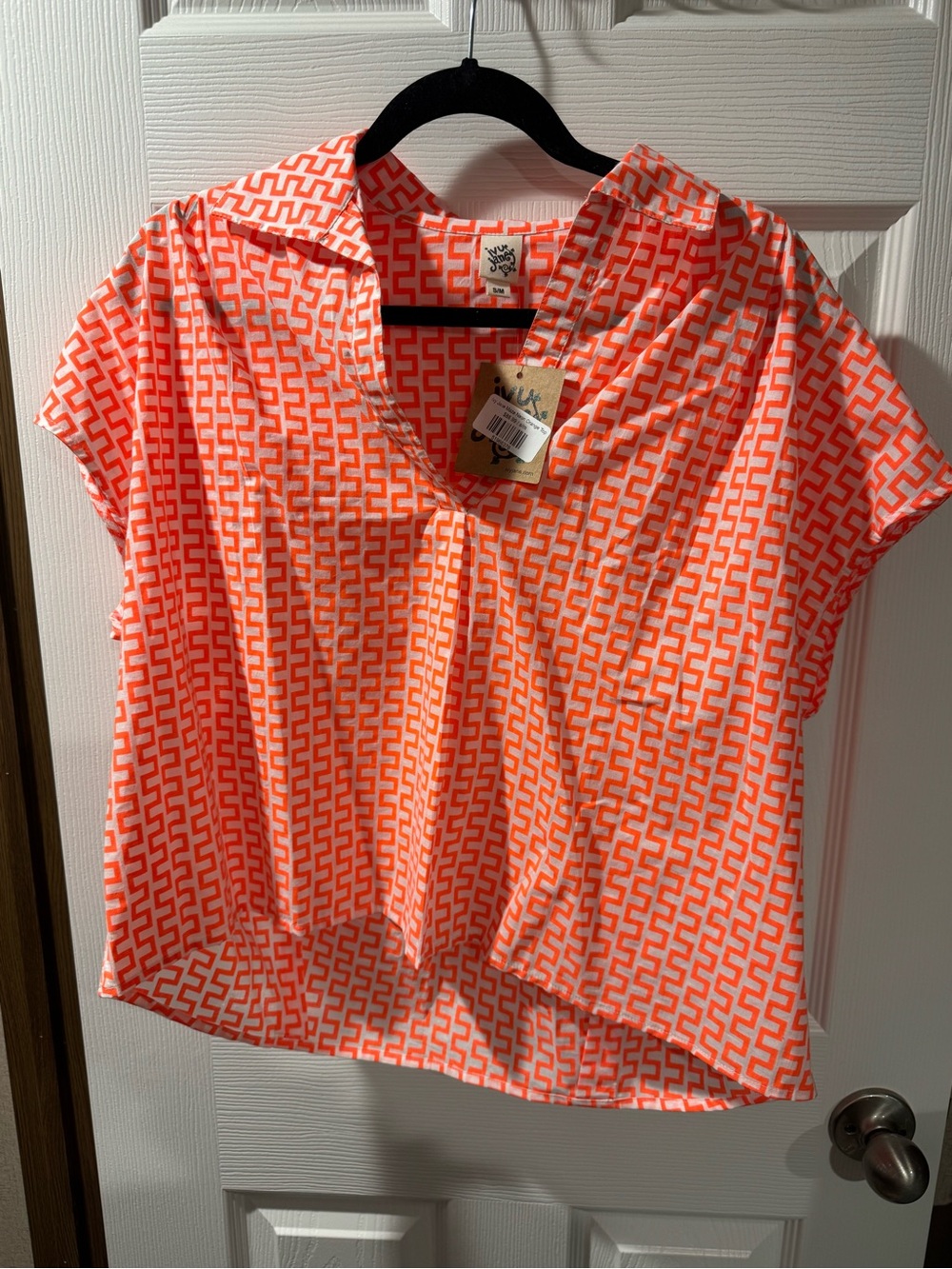 ivy jane Orange Geo Print Short Sleeve Blouse